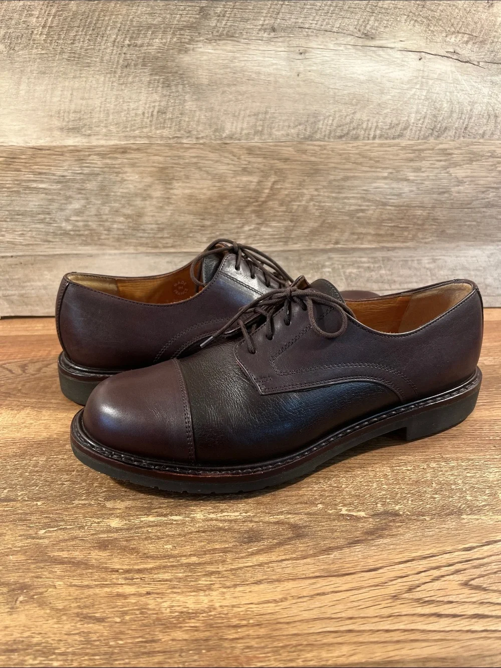 Mephisto Marlon Melchior Men 10 Brown Leather Cap Toe Derby Dress Shoes Rubber